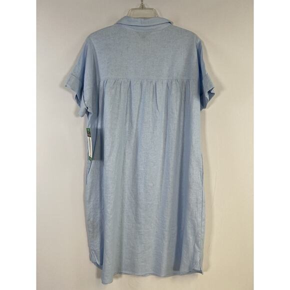 Linen Shirt Dress Button Front Sz XL Blue Well Worn NWT Lagenlook Minimalist - Picture 7 of 7